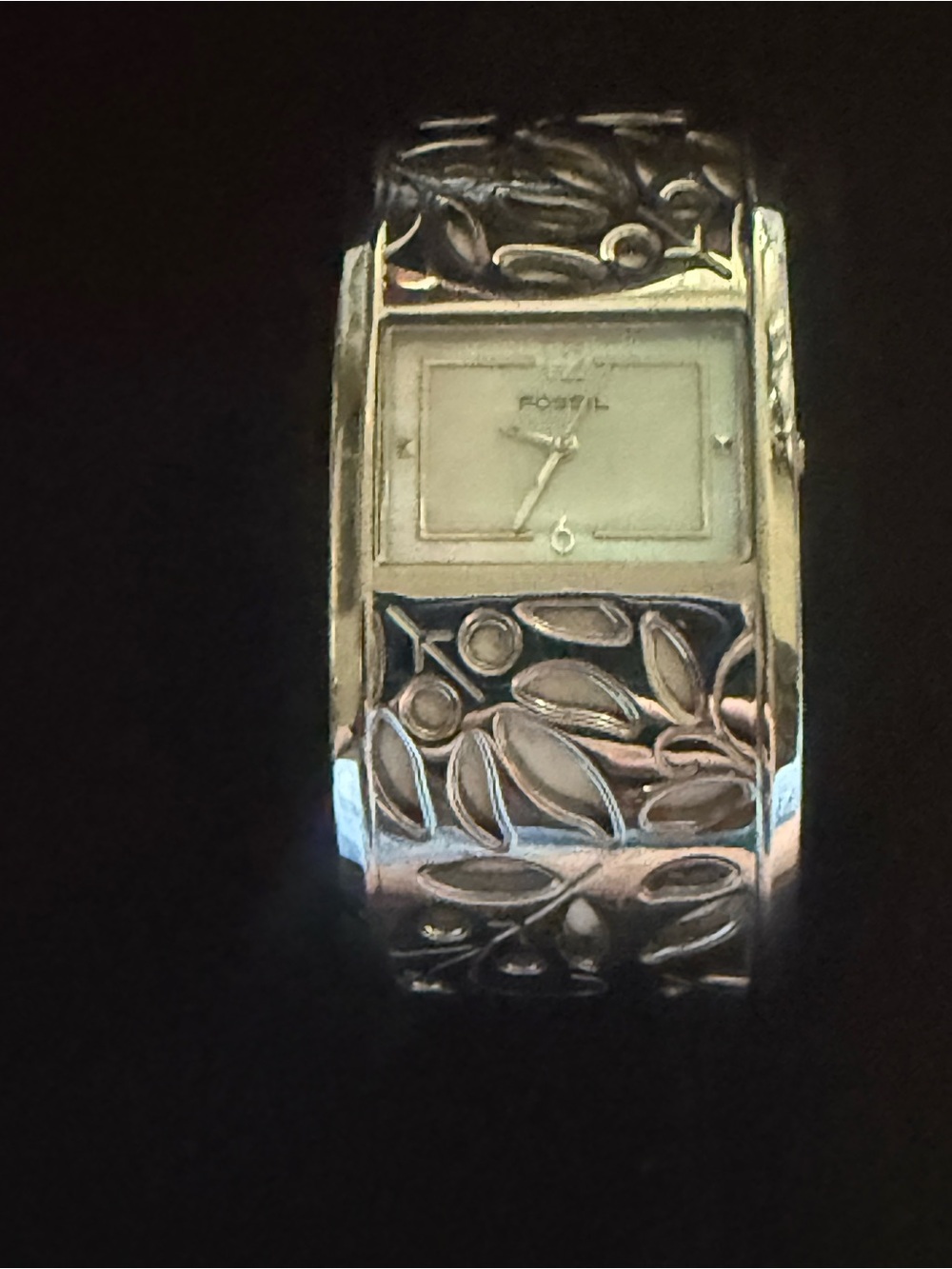 Fossil women’s Silver Floral Cuff Watch